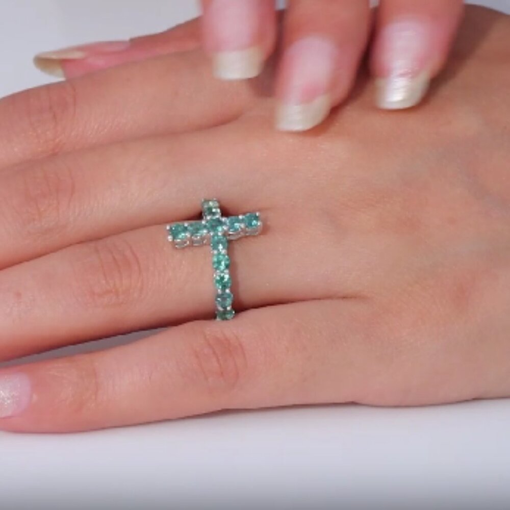 Premium Indian Ocean Apatite Cross Ring - Picture 2 of 4